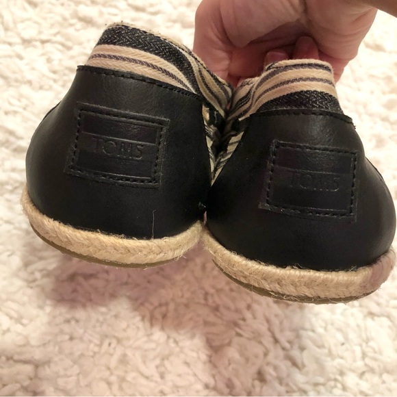 Toms Huarache Alpargata Woven Leather Espadrille Slip On Shoes Black White 12 - Picture 4 of 10